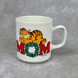 Vintage Garfield Mom Merry Christmas Coffee Mug Jim Davis Holiday Ceramic Cup